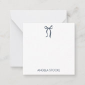 Carte De Correspondance Personalized Name Navy Blue Bow (Devant)