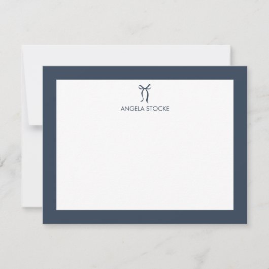 Carte De Correspondance Personalized Name Navy Blue Bow (Devant)