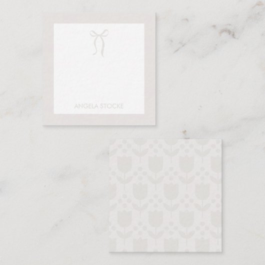 Carte De Correspondance Personalized Name Neutral Bow (Devant / Derrière)