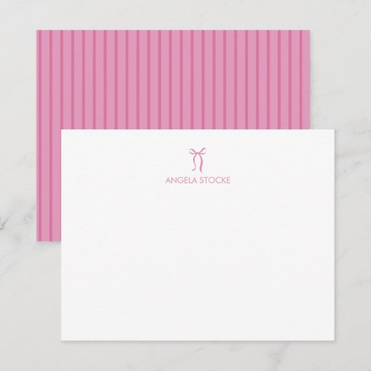Carte De Correspondance Personalized Name Pink Bow (Devant / Derrière)