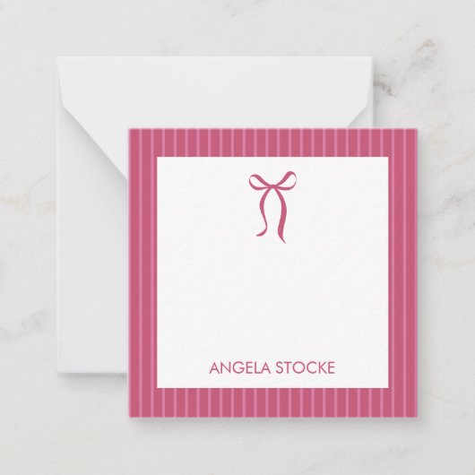 Carte De Correspondance Personalized Name Pink Bow (Devant)