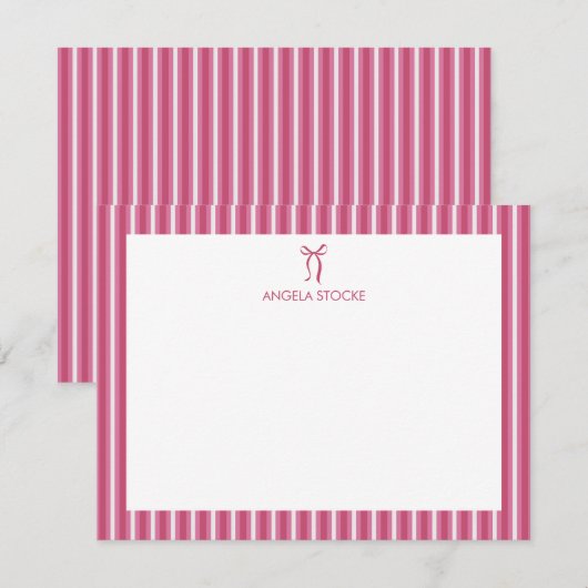 Carte De Correspondance Personalized Name Pink Bow (Devant / Derrière)