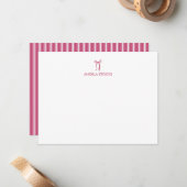 Carte De Correspondance Personalized Name Pink Bow (Devant/Arrière en situation)
