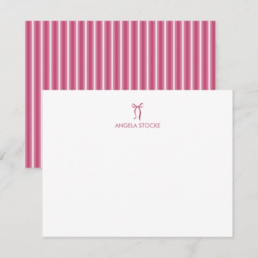 Carte De Correspondance Personalized Name Pink Bow (Devant / Derrière)