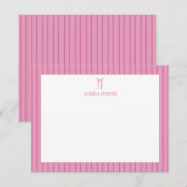 Carte De Correspondance Personalized Name Pink Bow (Devant / Derrière)