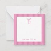 Carte De Correspondance Personalized Name Pink Bow (Devant)