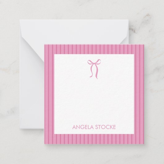 Carte De Correspondance Personalized Name Pink Bow (Devant)