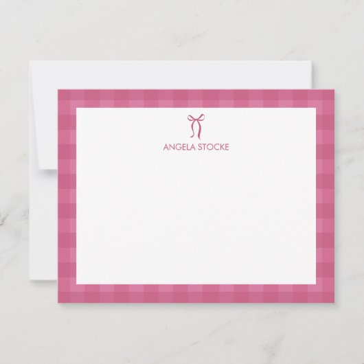 Carte De Correspondance Personalized Name Pink Bow Note Card (Devant)