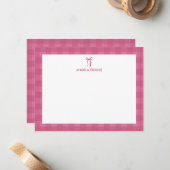 Carte De Correspondance Personalized Name Pink Bow Note Card (Devant/Arrière en situation)