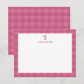 Carte De Correspondance Personalized Name Pink Bow Note Card (Devant / Derrière)