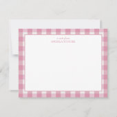Carte De Correspondance Personalized Name Pink Gingham (Devant)