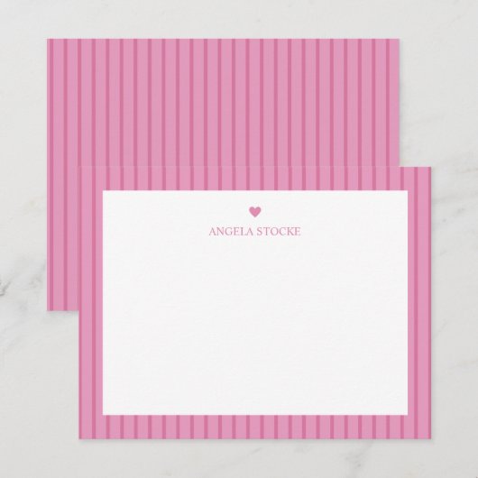 Carte De Correspondance Personalized Name Pink Heart (Devant / Derrière)