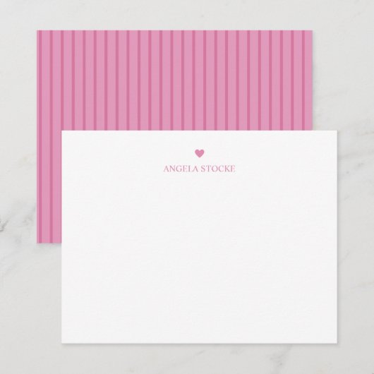 Carte De Correspondance Personalized Name Pink Heart (Devant / Derrière)