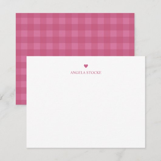 Carte De Correspondance Personalized Name Pink Heart Note Card (Devant / Derrière)