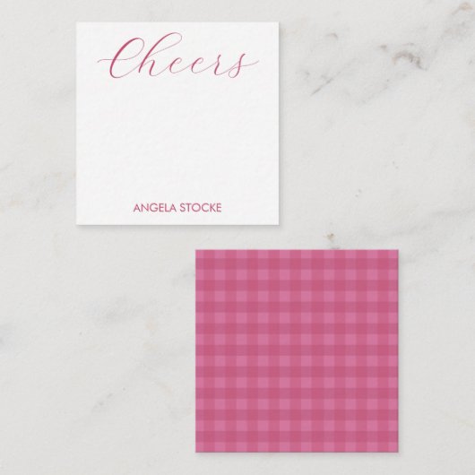 Carte De Correspondance Personalized Pink Gingham (Devant / Derrière)
