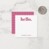 Carte De Correspondance Personalized Pink Gingham (Devant/Arrière en situation)