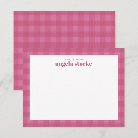 Carte De Correspondance Personalized Pink Gingham (Devant / Derrière)