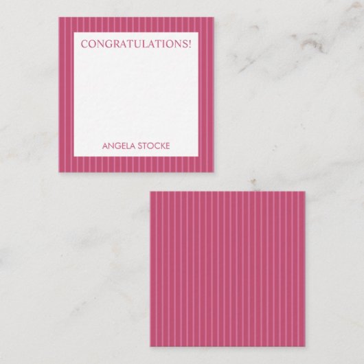 Carte De Correspondance Personalized Pink Stripe (Devant / Derrière)