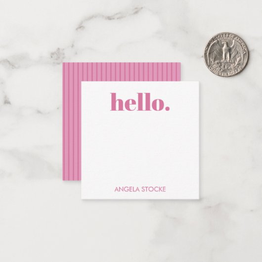 Carte De Correspondance Personalized Pink Stripe (Devant/Arrière en situation)