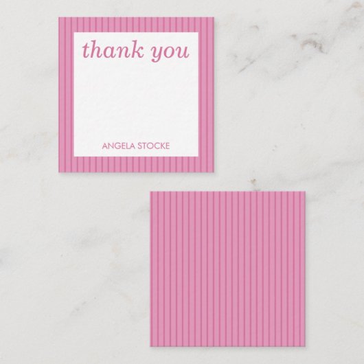 Carte De Correspondance Personalized Pink Stripe (Devant / Derrière)