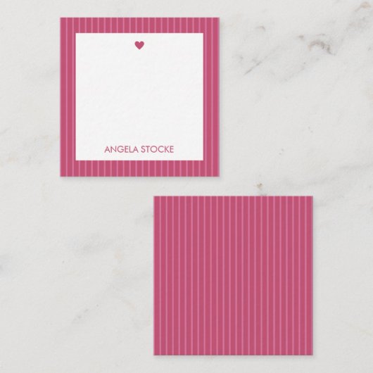 Carte De Correspondance Personalized Pink Stripe (Devant / Derrière)