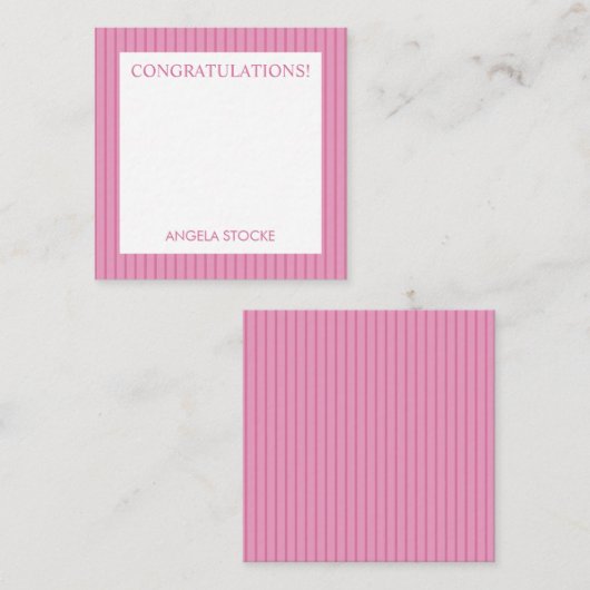 Carte De Correspondance Personalized Pink Stripe (Devant / Derrière)
