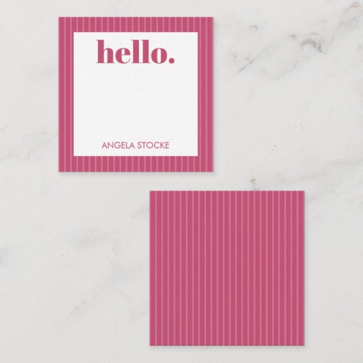 Carte De Correspondance Personalized Pink Stripe (Devant / Derrière)