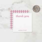 Carte De Correspondance Personalized Pink White Gingham (Devant/Arrière en situation)