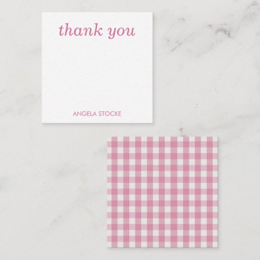 Carte De Correspondance Personalized Pink White Gingham (Devant / Derrière)