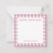 Carte De Correspondance Personalized Pink White Gingham (Devant)