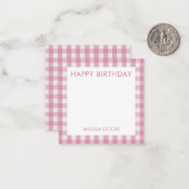 Carte De Correspondance Personalized Pink White Gingham (Devant/Arrière en situation)
