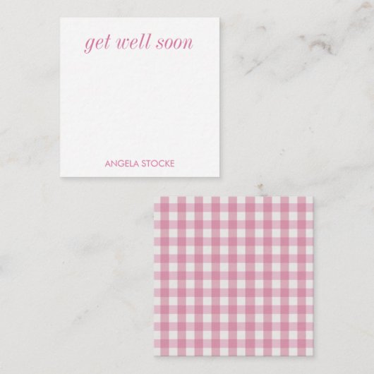 Carte De Correspondance Personalized Pink White Gingham (Devant / Derrière)