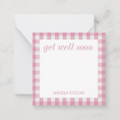 Carte De Correspondance Personalized Pink White Gingham (Devant)