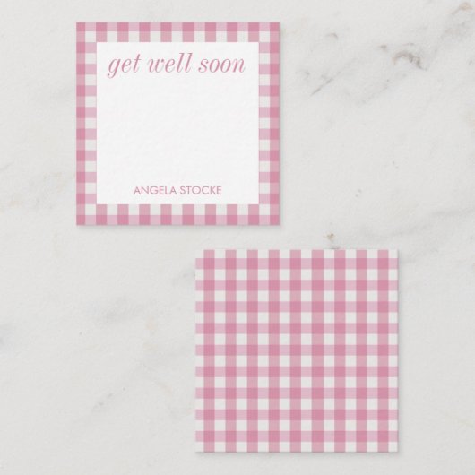 Carte De Correspondance Personalized Pink White Gingham (Devant / Derrière)