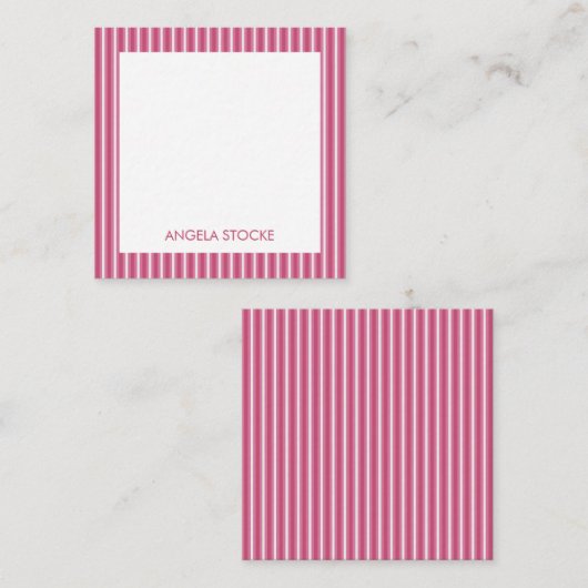 Carte De Correspondance Personalized Pink White Stripe (Devant / Derrière)