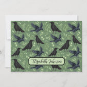 Carte De Correspondance Personalized Ravens Note Card in Green (Devant)