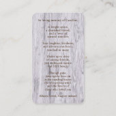 Carte De Correspondance Personalized Rustic Floral Photo Memorial Card (Dos)