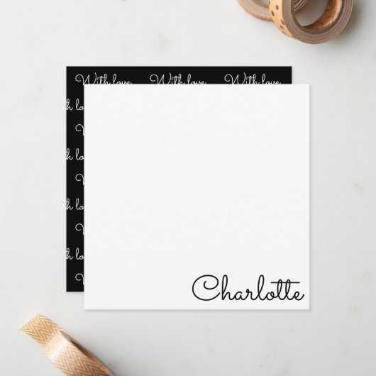Carte De Correspondance Personalized Script Name  Note Card (Devant/Arrière en situation)
