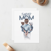 Carte De Correspondance Personalized Super Mom with Son and Daughter Gift (Devant/Arrière en situation)