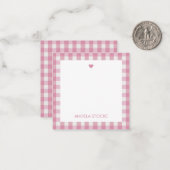 Carte De Correspondance Personalized White Pink Gingham (Devant/Arrière en situation)