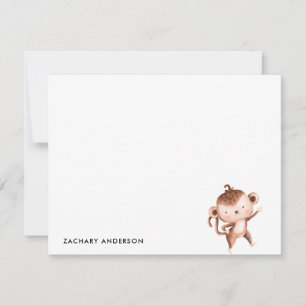 Carte De Correspondance Personnalisé Minimaliste Mignon Singe Bébé Enfants