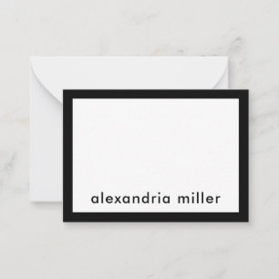Carte De Correspondance Personnalisé minimaliste moderne Noir Blanc Nom