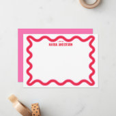 Carte De Correspondance Personnalisé rose et rouge Wavy (Devant/Arrière en situation)