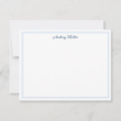 Carte De Correspondance Personnalisé Simple Bordure Bleue Script (Devant)