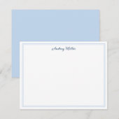 Carte De Correspondance Personnalisé Simple Bordure Bleue Script (Devant / Derrière)