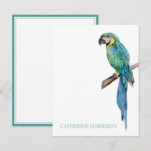 Carte De Correspondance Personnalisé Tropical Blue Macaw (Devant / Derrière)