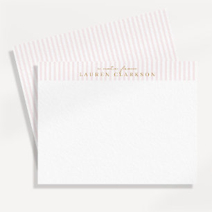 Carte de correspondance personnalisée rayée rose é