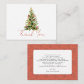 Carte De Correspondance Petit Arbre de Noël Rouge Merci (Devant / Derrière)