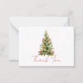 Carte De Correspondance Petit Arbre de Noël Rouge Merci (Devant)