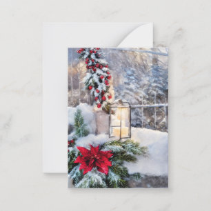Carte De Correspondance Petit budget lanterne enneigée Noël mini